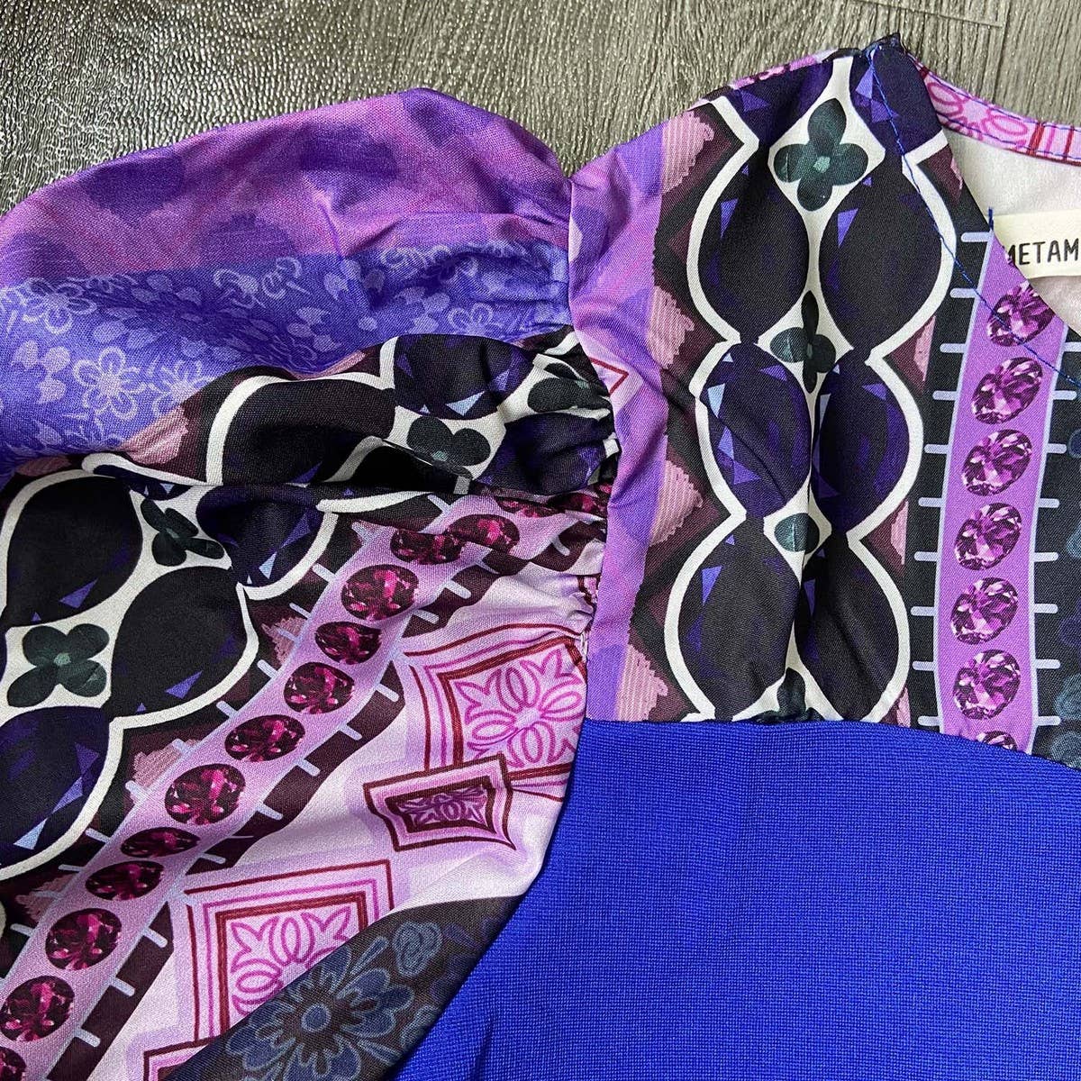 PRINTED BAT SLEEVE TEMPERAMENT HIGH WAIST DRESS_CWDMD3709