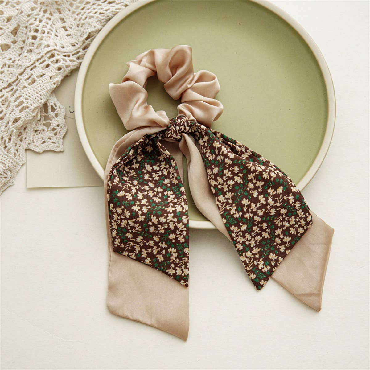 Women Floral Large Intestine Hair Tie_Cwaha0840