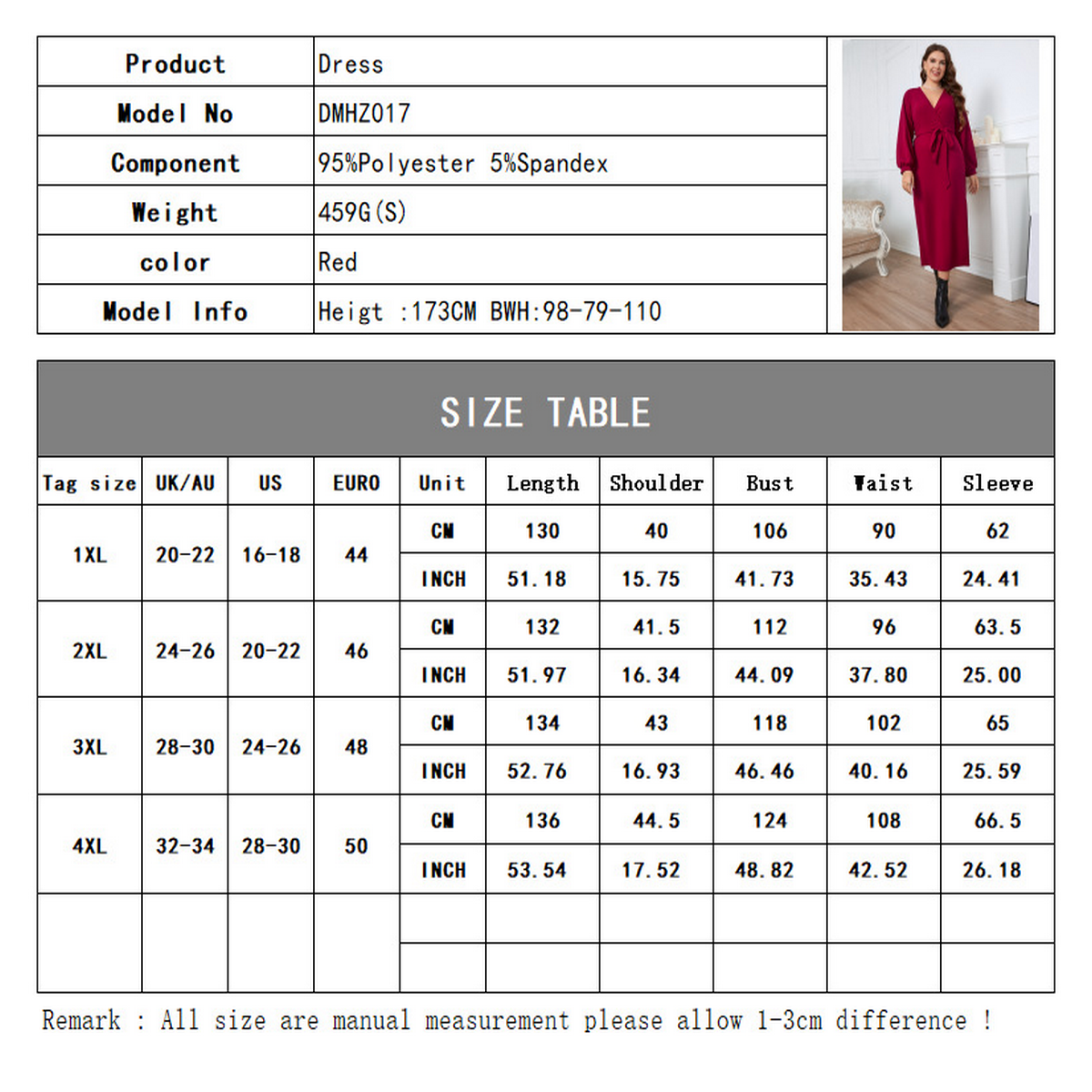 RED V NECK SLIM FIT LONG DRESS FOR FALL SPRING_CWDSD8473