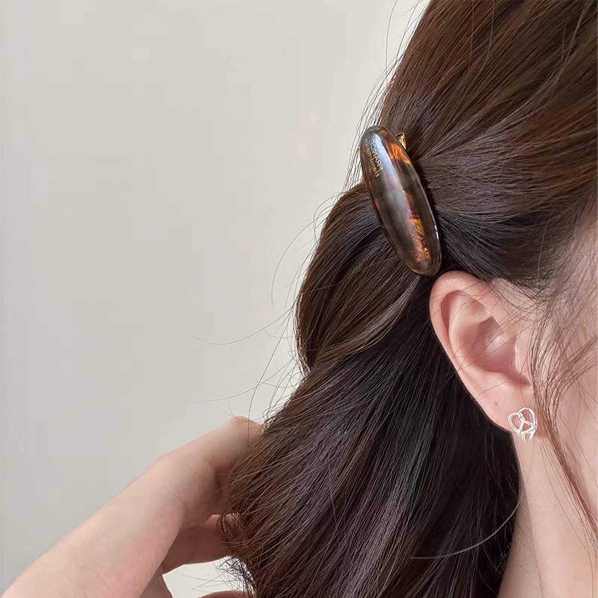 Marble Pattern Oval Resin Hair Barrettes For Women_Cwaha0753