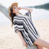 TASSEL STRIPE PRINT FRONT OPEN KIMONO FOR SUMMER_CWASC0795