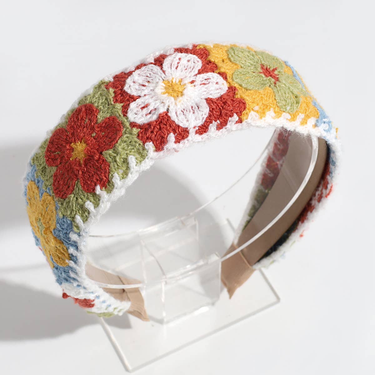 PASTORAL STYLE KNITTED FLOWER BRAIDED HEADBAND_CWAHA2261