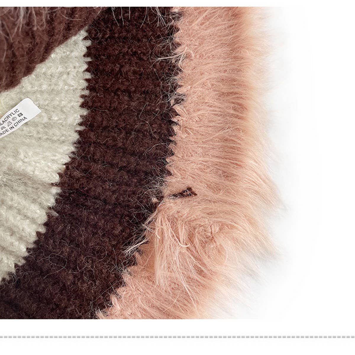 STRIPED COLORBLOCK PLUSH EDGE WOMENS KNITTED HAT_CWAH2062