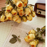 FAUX 5 HEAD WITHERED ROSE WITH BURNT EDGE LOOK_CWMM6589