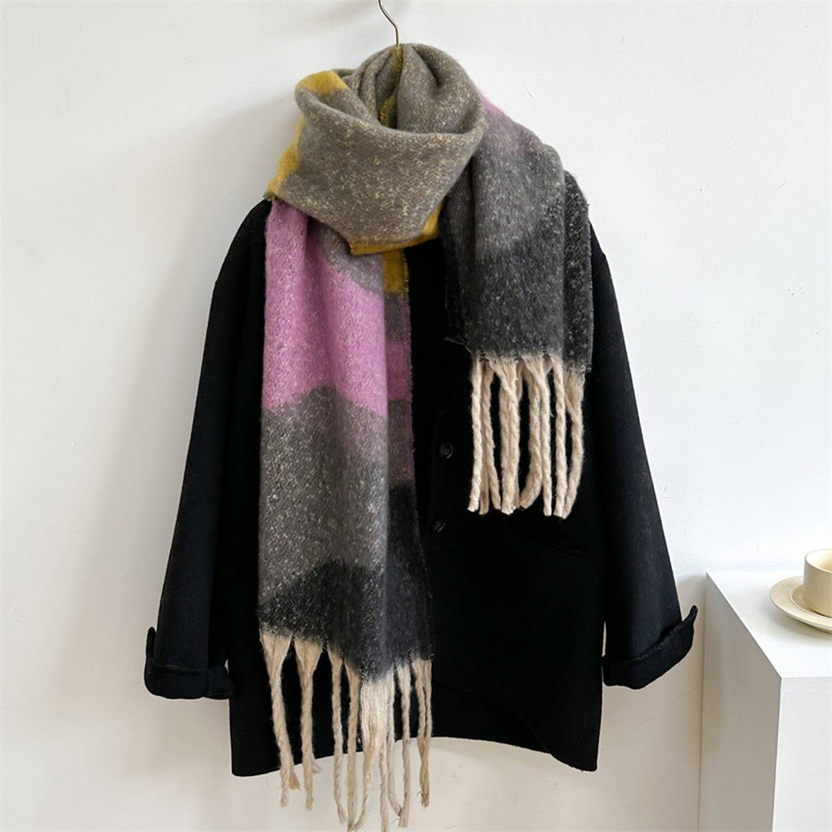COLORBLOCK WINTER SCARF THICK WARM UNISEX WRAP_CWASC0969