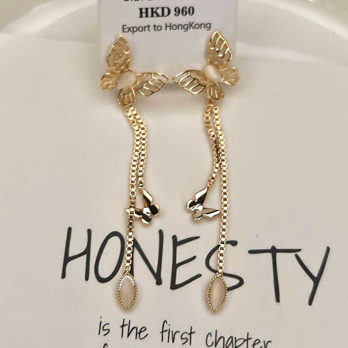 HOLLOW CATS EYE BUTTERFLY PENDANT STUD EARRINGS_CWAJE1328