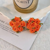 HANDMADE ROSE CHIC FRESH FABRIC STUD EARRINGS_CWMM6267