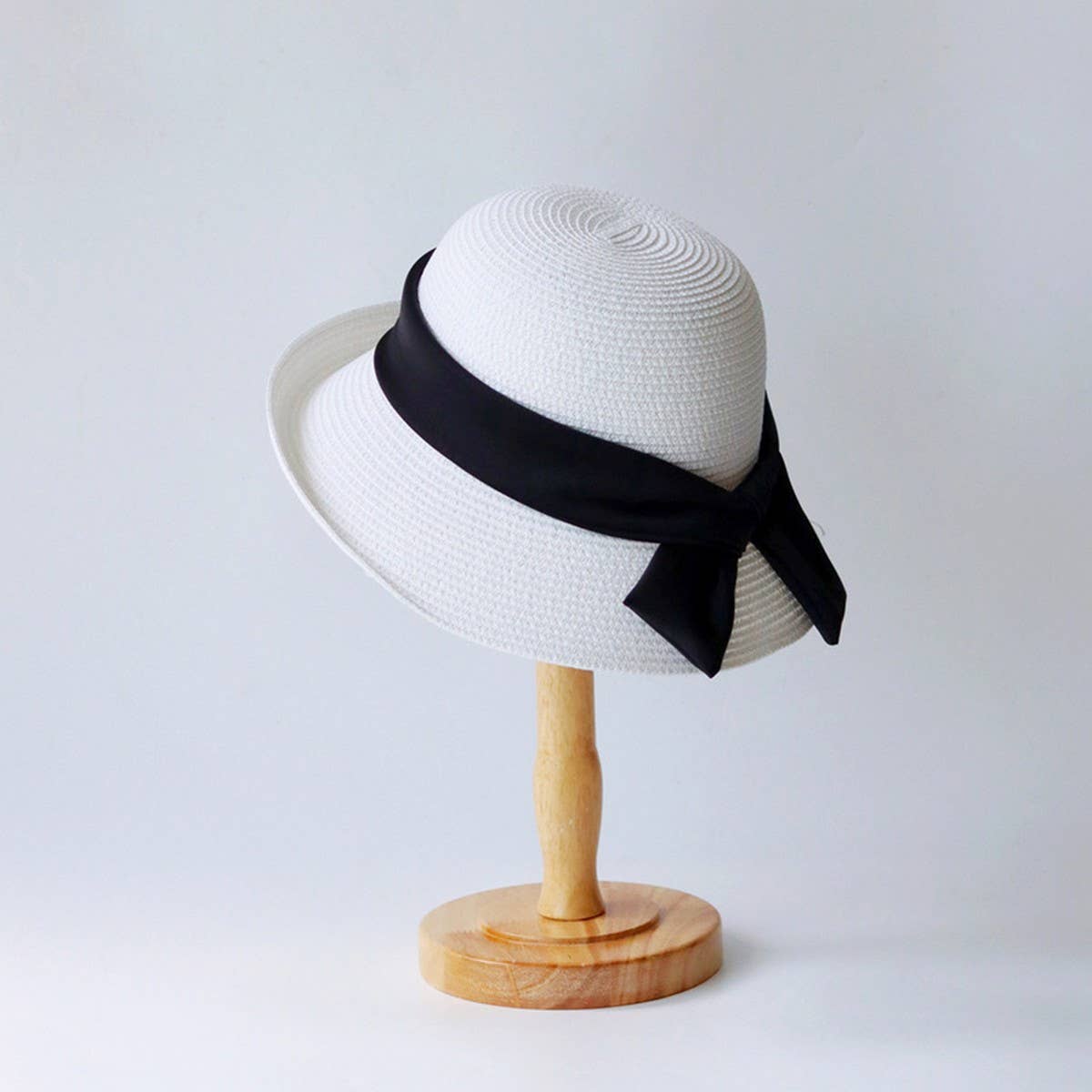 SUMMER NEW STYLE RIBBON TURN UP BOW STRAW HAT_CWAH3481