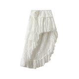 IRREGULAR LACE SKIRT CAKESKIRT HIGHWAIST MIDISKIRT_CWBMS0303