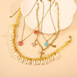 OCEAN SHELL NECKLACE WITH STARFISH SHRIMP_CWMM8856