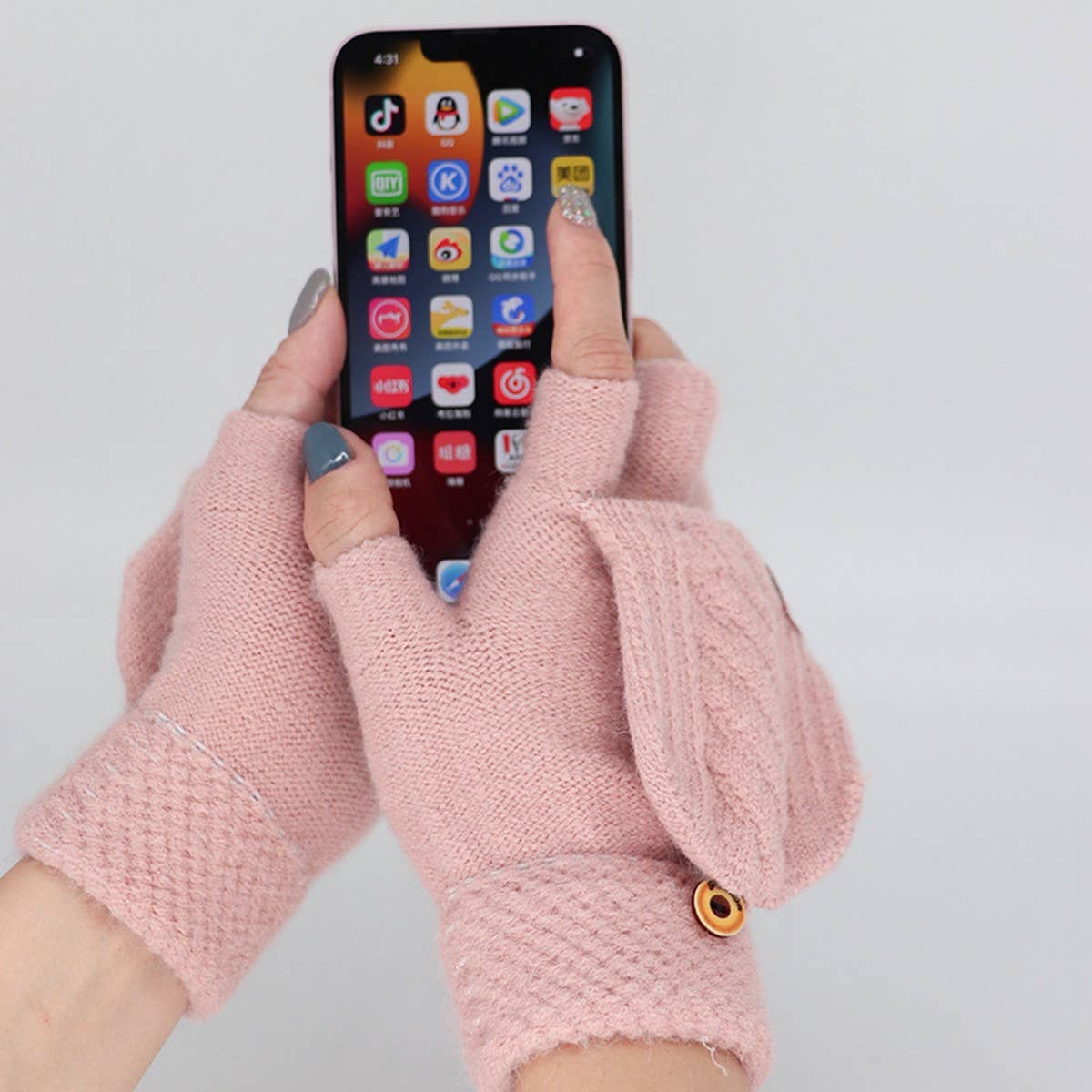 HALF FINGER FLAP CYCLING ANTI FREEZE CABLE GLOVES_CWAG0155