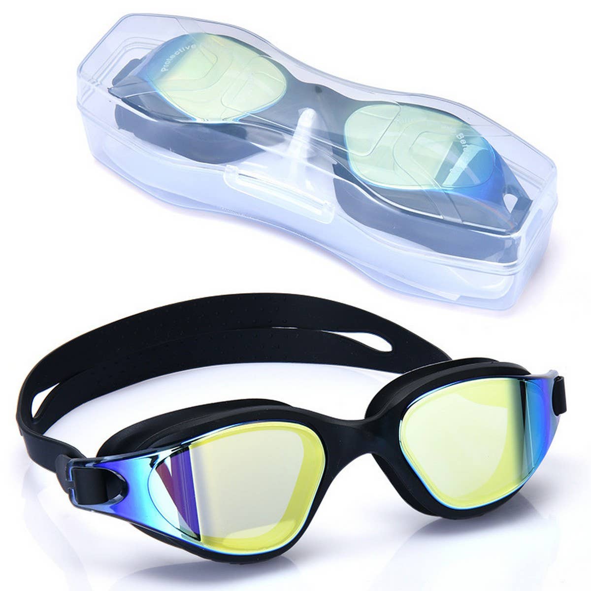 SILICONE ONE PIECE SWIM GOGGLES HD ANTI FOG LENS_CWASG1042