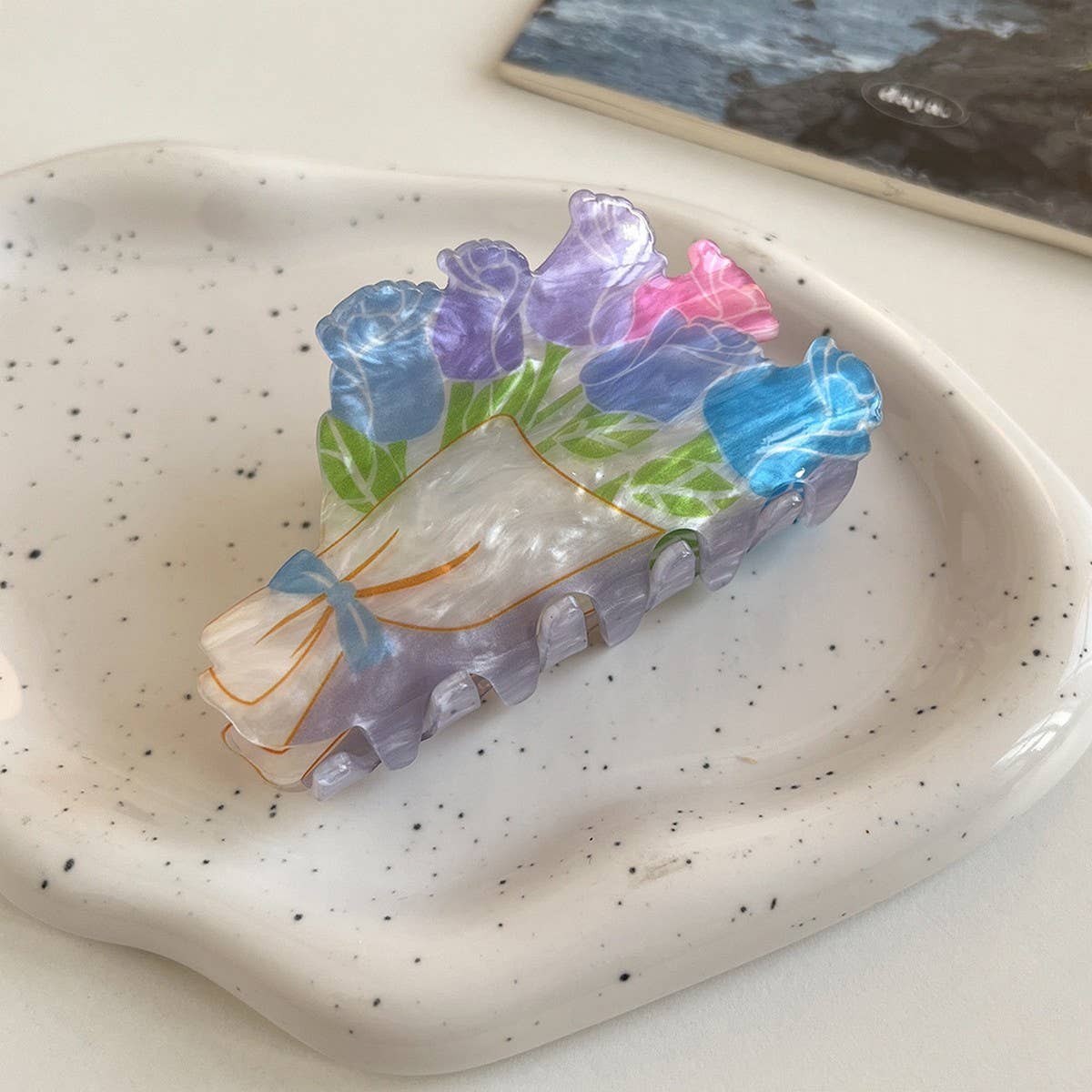 Tulip Lily Rose Hair Claw, Acrylic Flower Clip