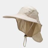 Wide Brim Uv Protection Hat With Mesh Neck Cover_Cwah3832