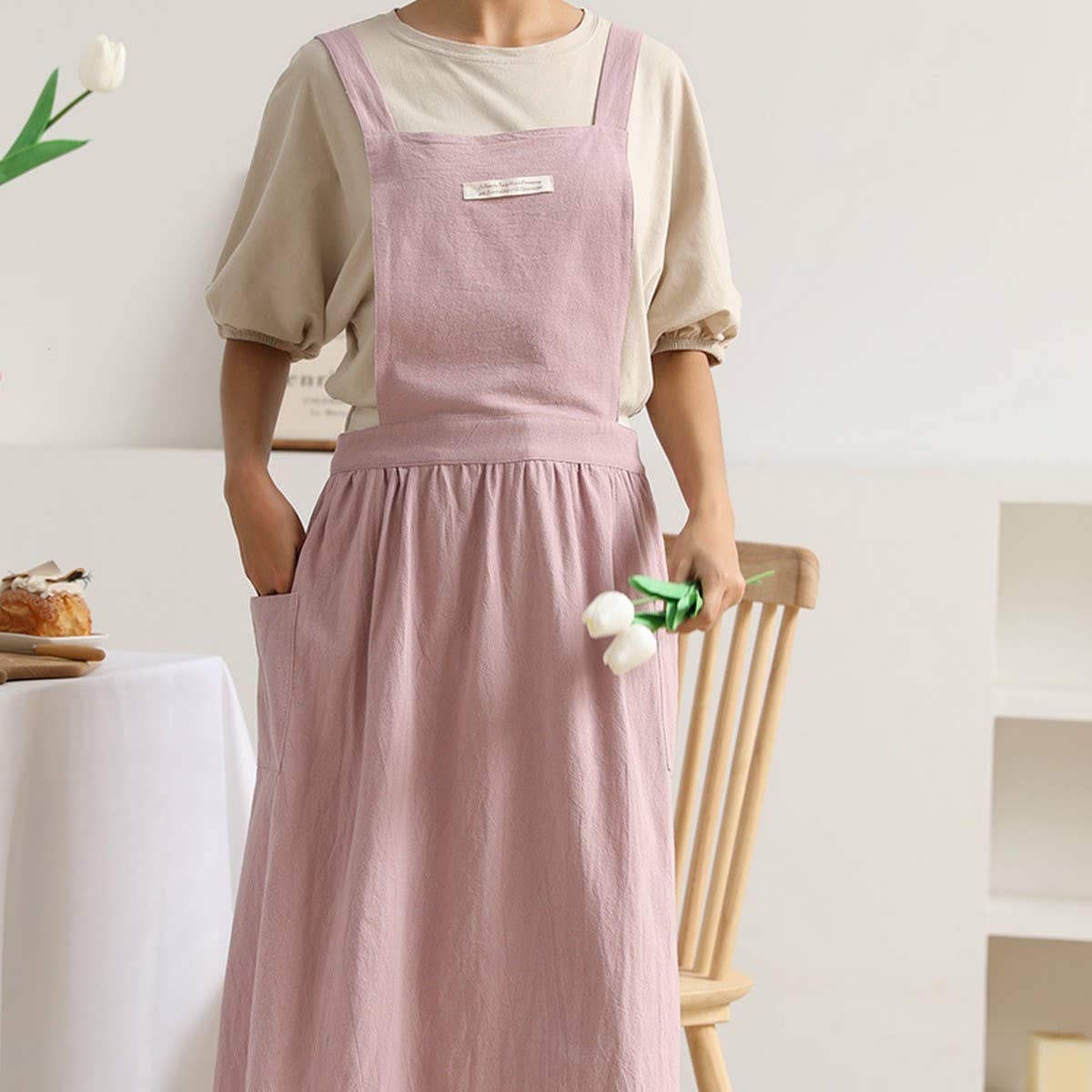 Cwmm1835_Cotton And Linen Household Kitchen Apron
