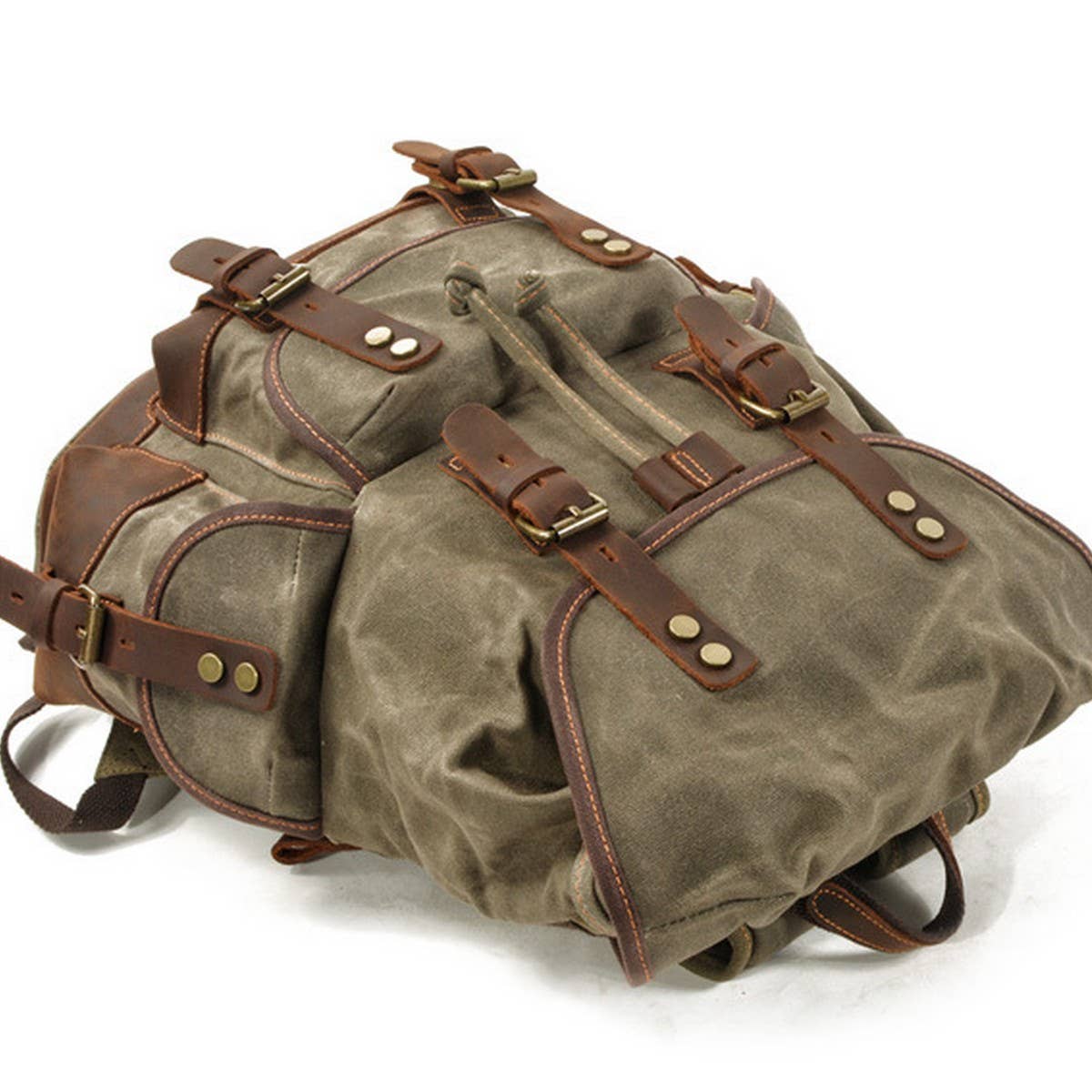 CANVAS LEATHER HIKING BACKPACK FOR SCHOOL TRAVEL_CWAB5518