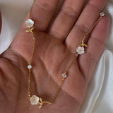 FOUR LEAF CLOVER SNOWFLAKE ZIRCON NECKLACE_CWMM5303