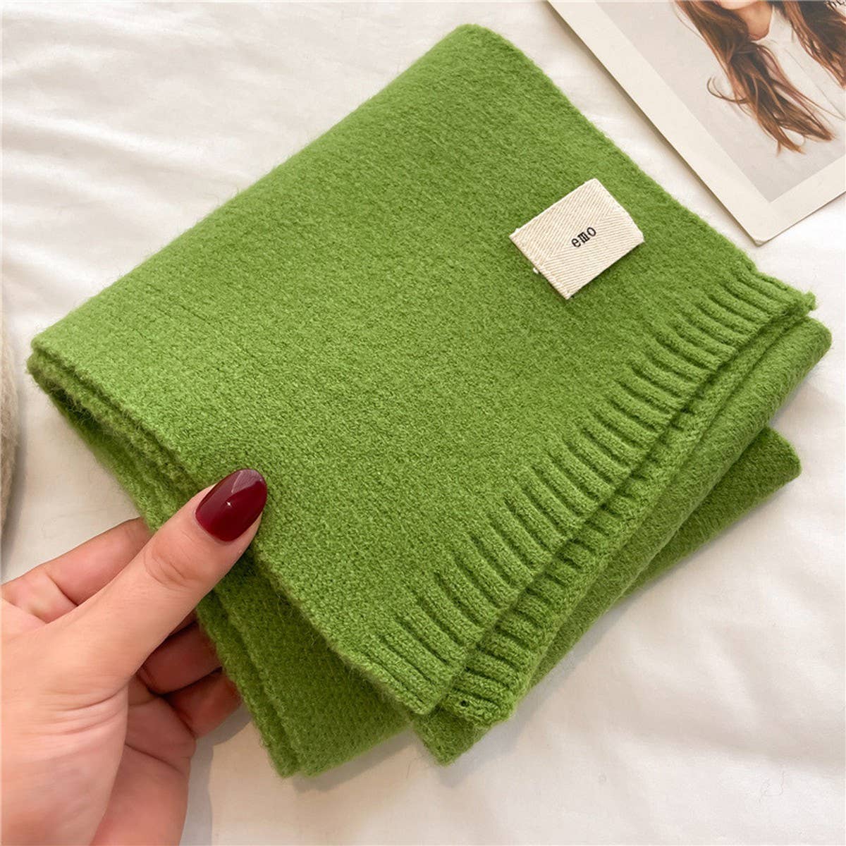 SOLID KNIT SCARF CANDY COLOR WRAP FOR STUDENTS_CWASC0975