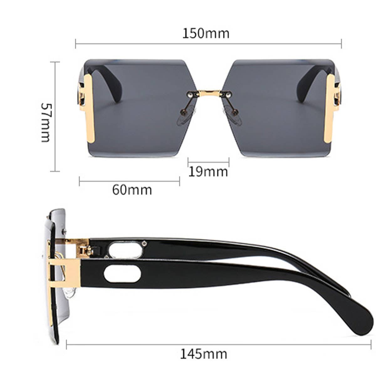 RIMLESS CUT EDGE OCEAN LENS SUNGLASSES UNISEX_CWASG1164