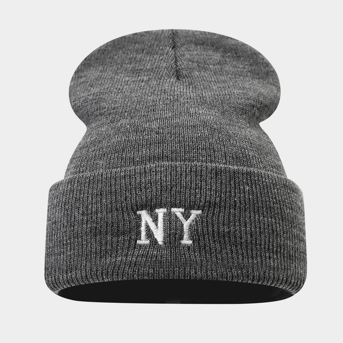 Ny Embroidery Knit Beanie Winter Warm Hat_Cwah04695