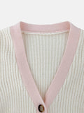 V-Neck Fake Pocket Sweater Solid Color Cardigan