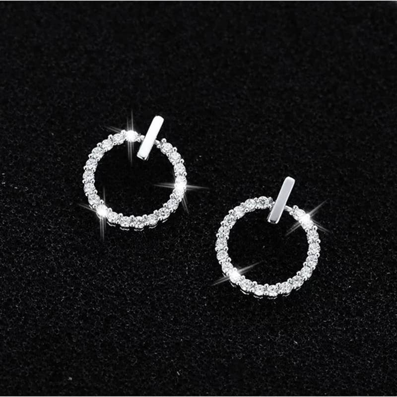 S925 Silver Needle Diamond-Encrusted Earrings