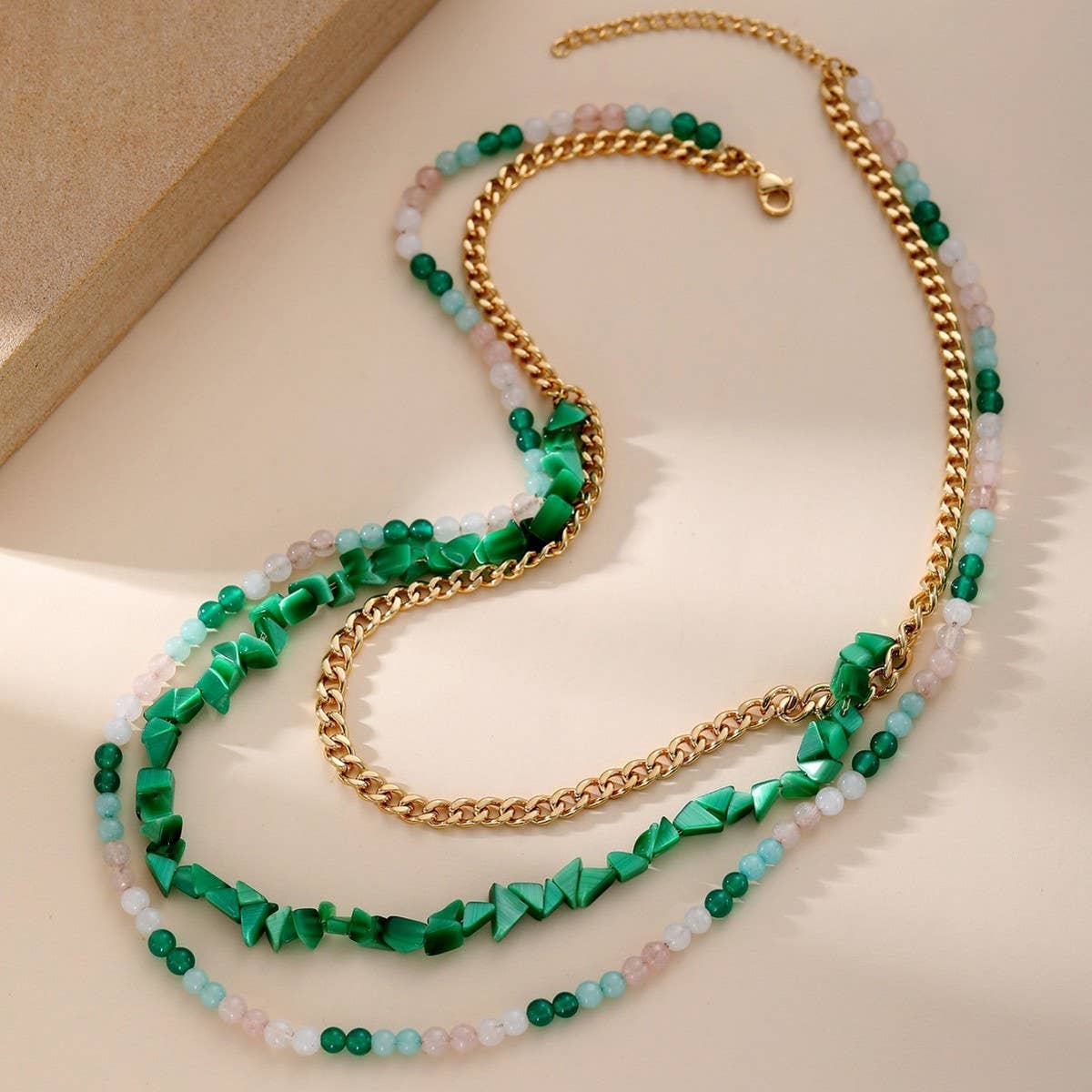 18K GOLD IRREGULAR NATURAL STONE NECKLACE_CWMM3635