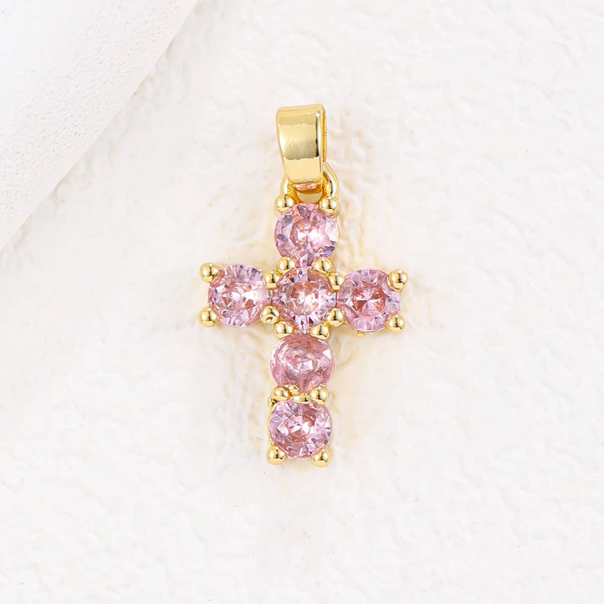 COLORFUL ZIRCON DECEMBER CROSS PENDANT NECKLACE_CWMM5872