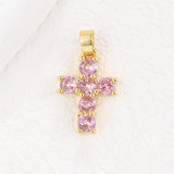 COLORFUL ZIRCON DECEMBER CROSS PENDANT NECKLACE_CWMM5872
