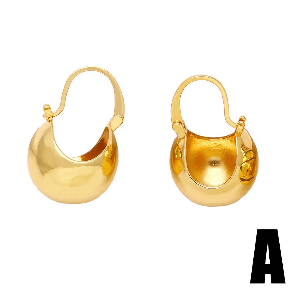 FASHIONABLE GOLD PLATED HOLLOW ROUND EARRINGS_CWAJE0991