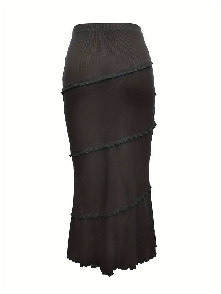 Solid Color Multi-Layer Knitted Fishtail Skirt