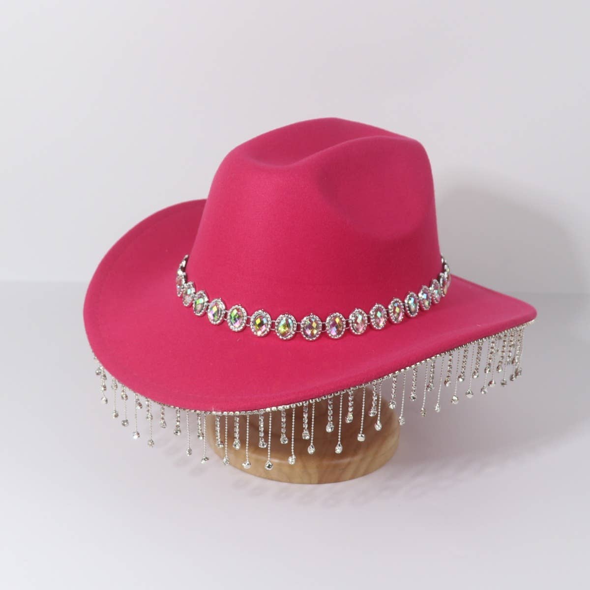 RHINESTONE FRINGE WESTERN COWBOY FEDORA HAT_CWAH3631