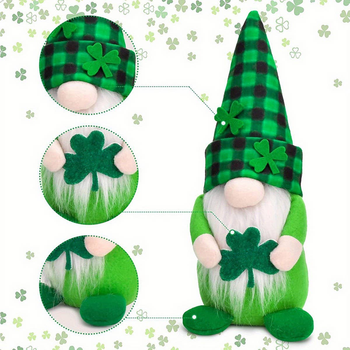 ST PATRICKS DAY FACELESS GNOME ORNAMENT_CWMM3434