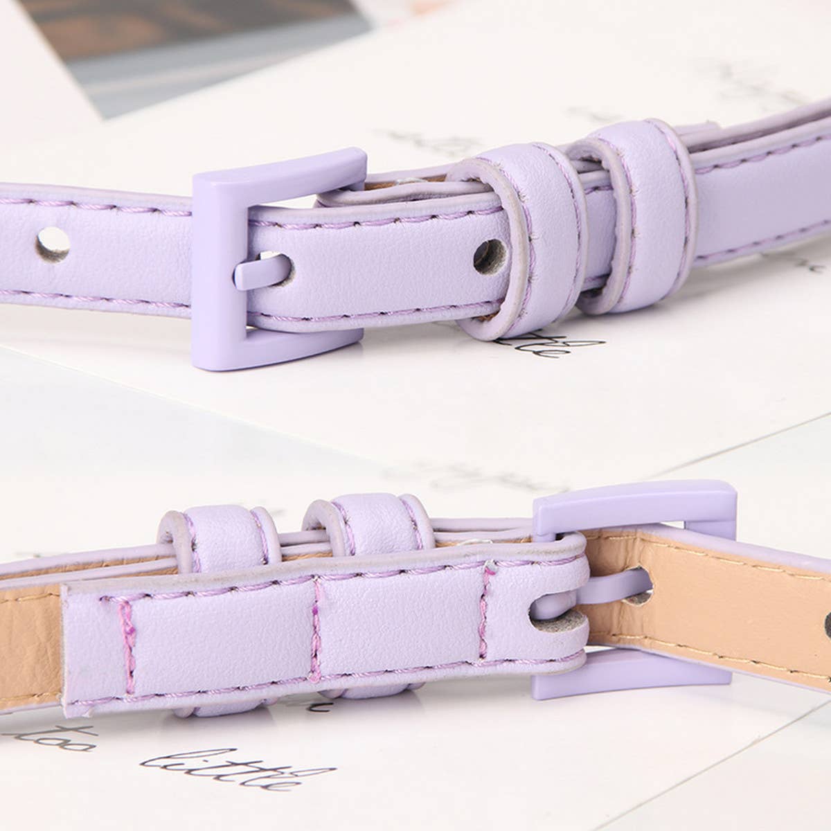 Cwabe0907_Women'S Small Square Buckle Thin Belt