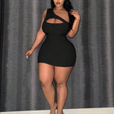 CHIC ONE SHOULDER CUTOUT SLEEVELESS MIDI DRESS_CWDMD6061