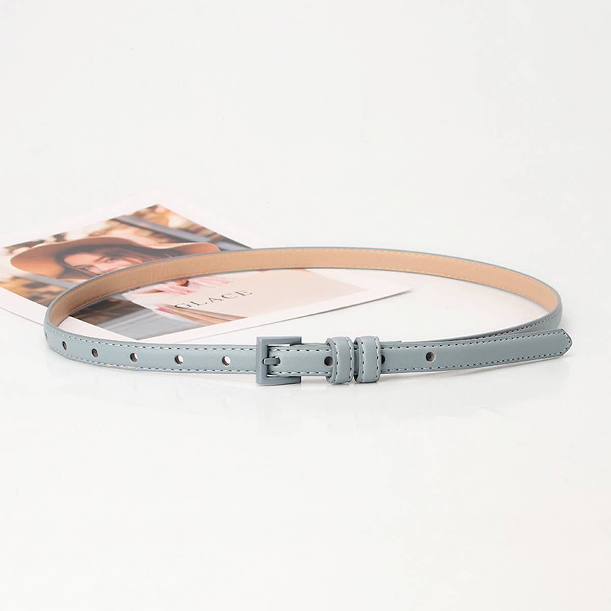 Cwabe0907_Women'S Small Square Buckle Thin Belt