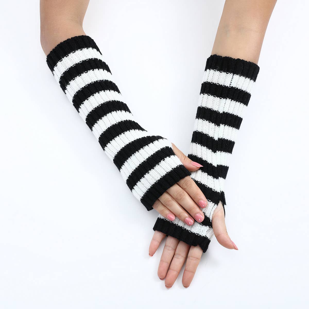 Warm Color-Block Striped Wool Gloves_Cwag0094