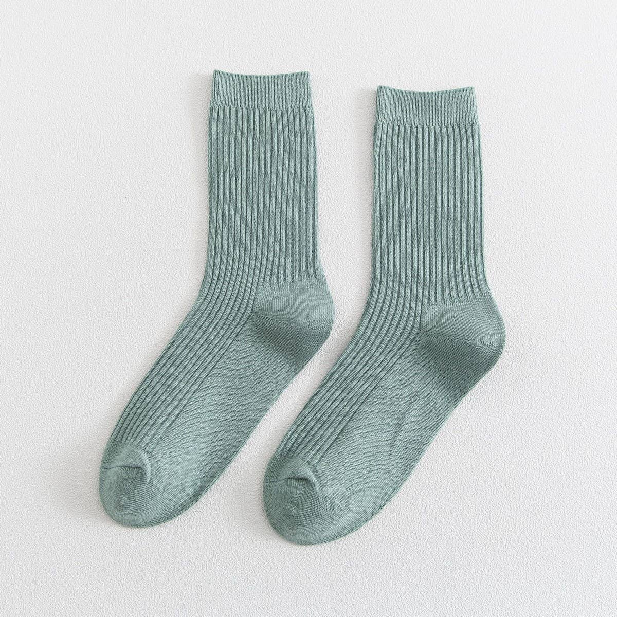 NEW ALL MATCH DOUBLE NEEDLE MID CALF SOCKS_CWMS1347