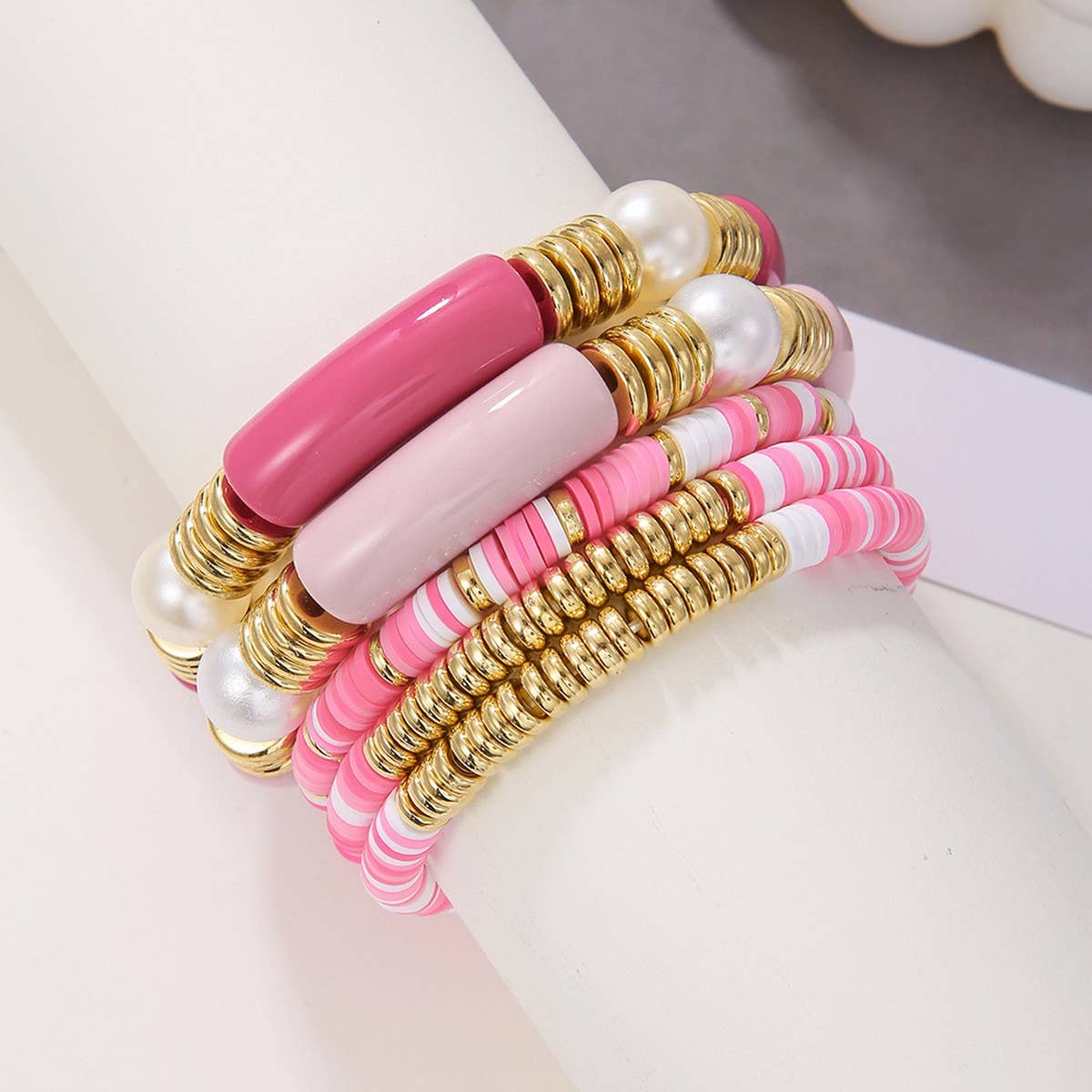 ETHNIC STYLE COLORFUL SOFT CLAY ACRYLIC BRACELETSET_CWMM3530