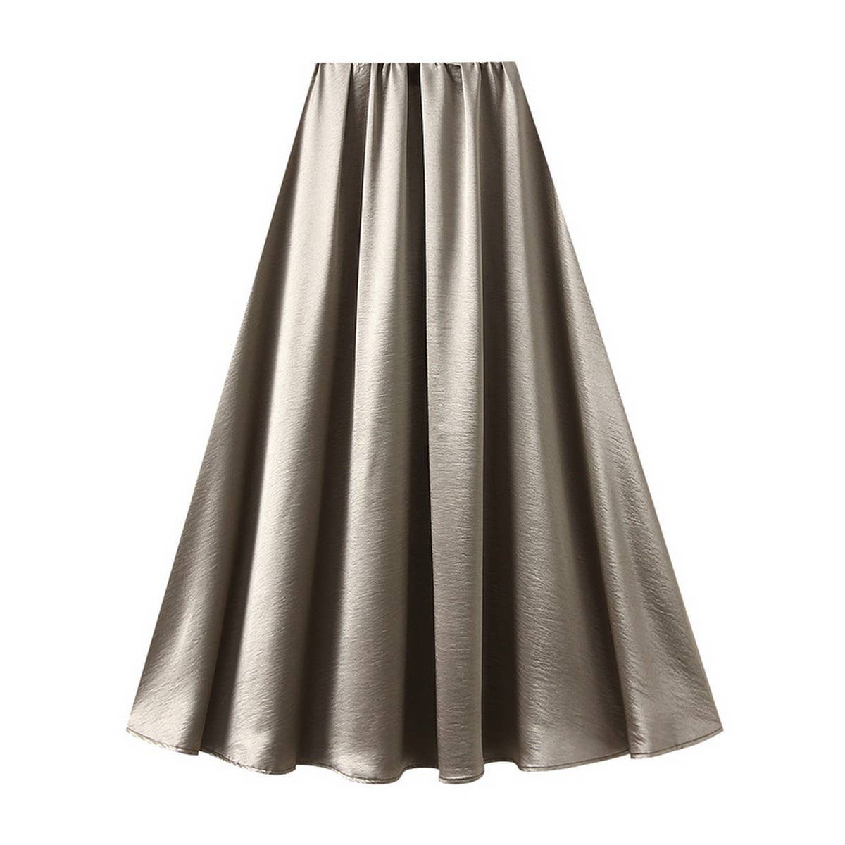SATIN DRAPE MAXI SKIRT A LINE SKIRT_CWBMS0290