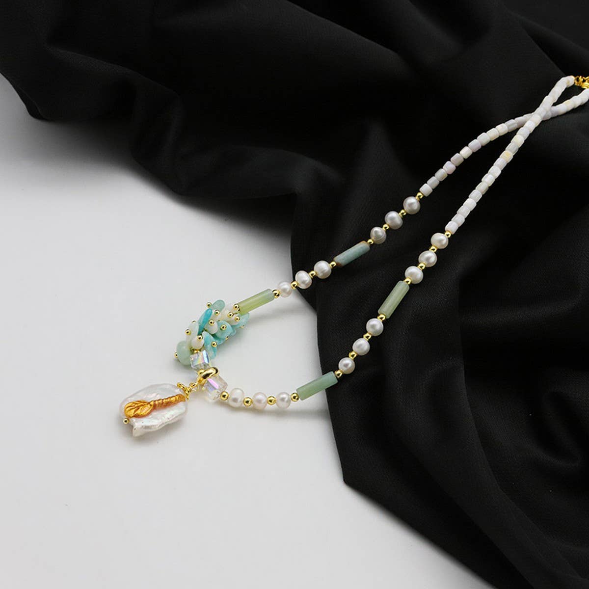 Womens Designer Pearl Pendant Long Necklace