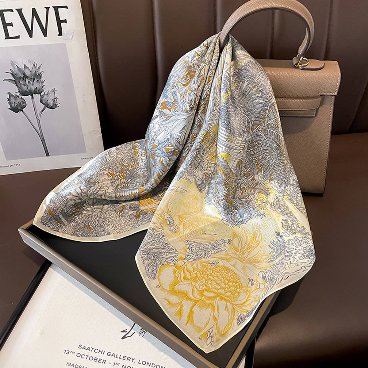 SILK SCARF SUMMER SQUARE SHAWL HEADBAND_CWASC0620