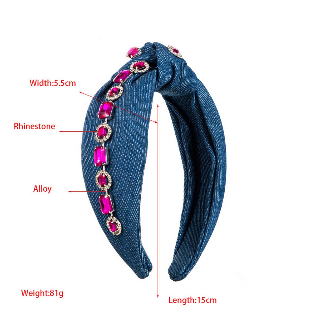 SIMPLE RHINESTONE KNOT DENIM HEADBAND_CWAHA2127
