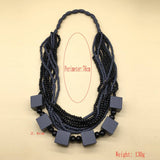 SQUARE WOOD MULTI LAYER WOODEN BEAD NECKLACE_CWMM4975
