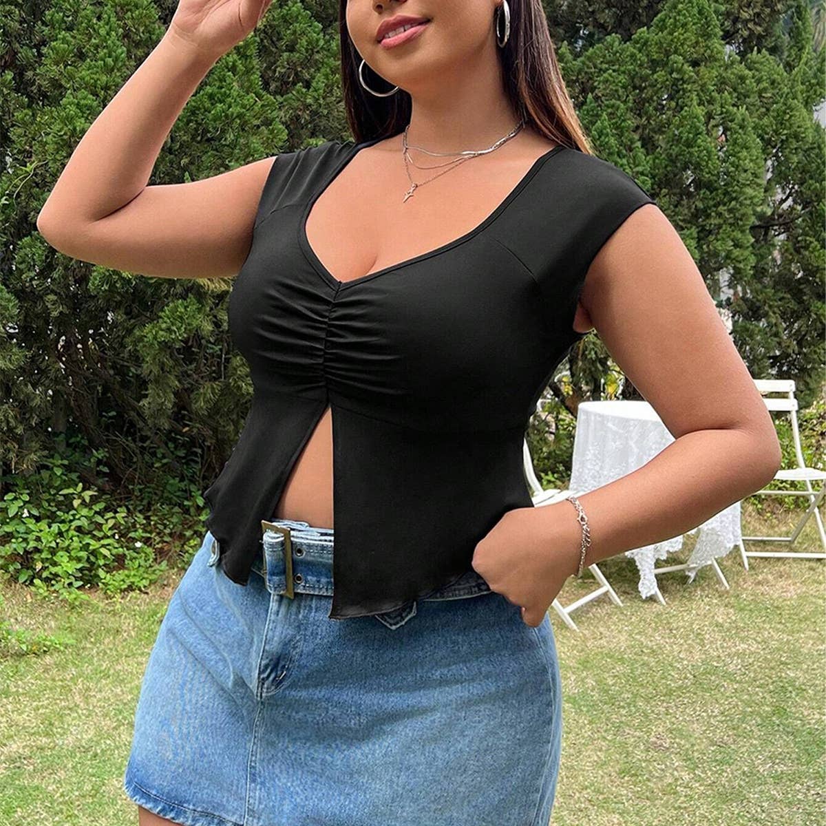 SEXY V NECK KNIT SLEEVELESS TOP FOR SUMMER_CWTHT0275