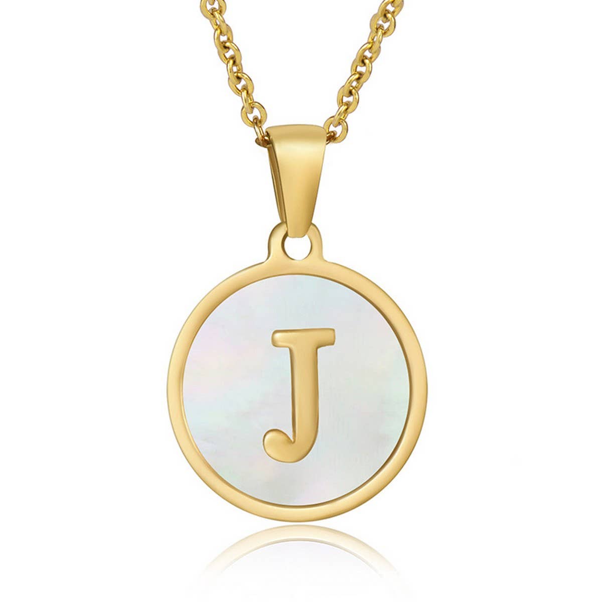 CIRCULAR SHELL ENGLISH LETTER PENDANT NECKLACE_CWAJE0675