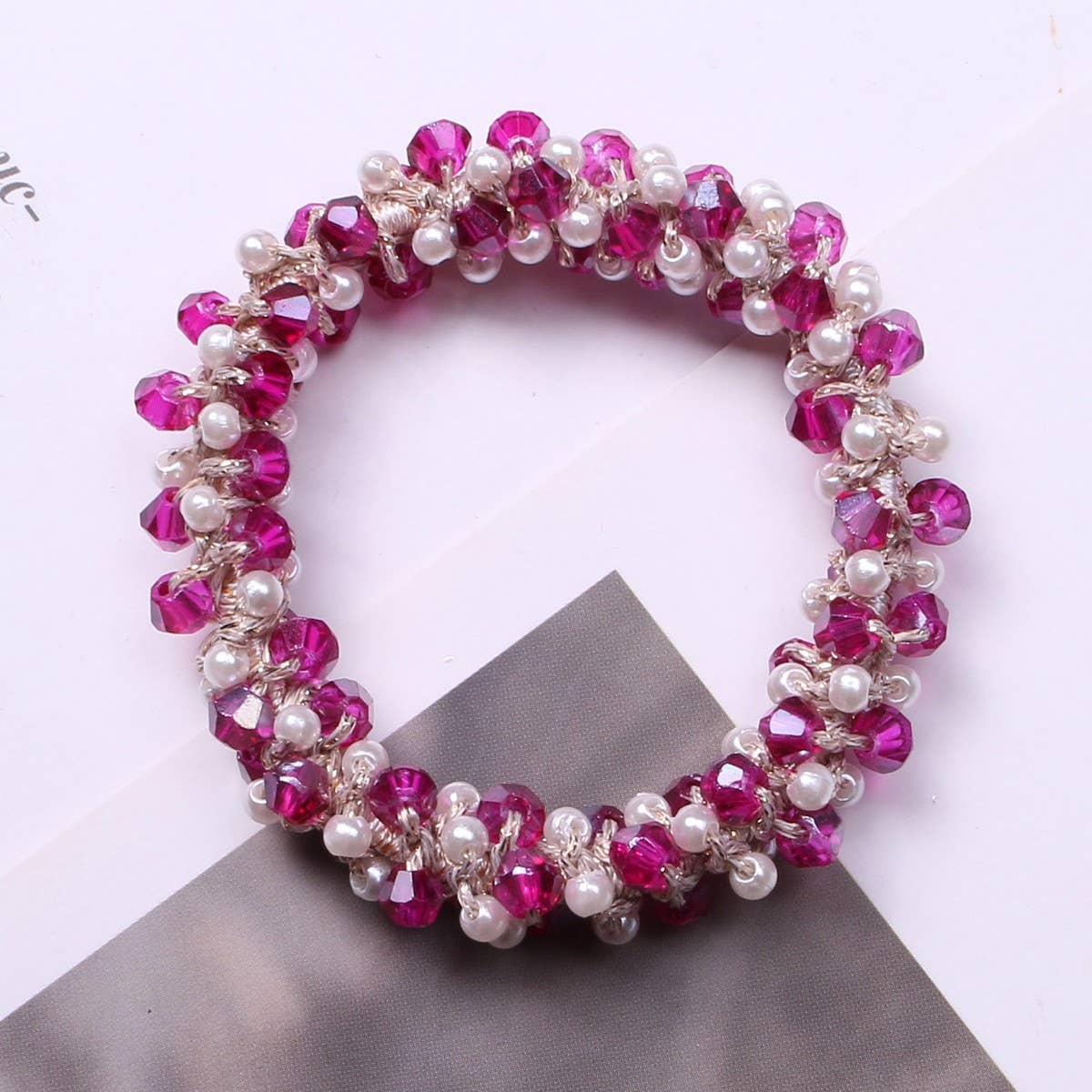MINIMALIST PEARL CRYSTAL HAIR TIE STYLISH PONYTAIL_CWAHA6769