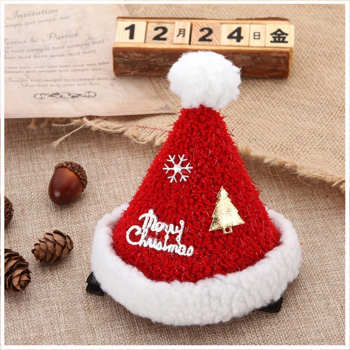 CUTE PLUSH SANTA HAT DRESS UP HEADDRESS HAIRPIN_CWAHA3374