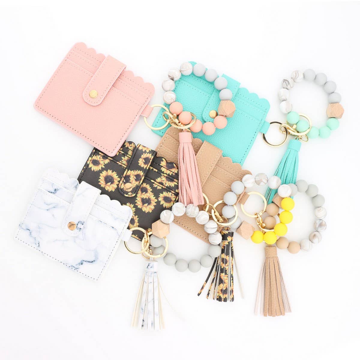 SILICONE BEAD WRISTLET WALLET WITH TASSEL_CWAB5002