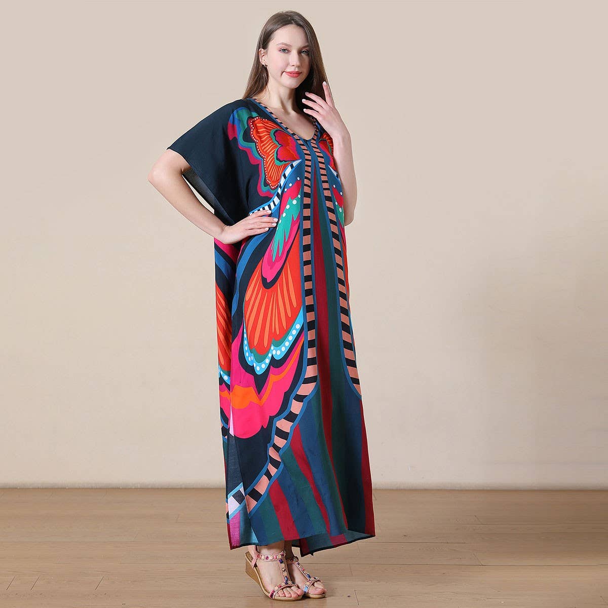 LOOSE FIT COTTON BIKINI BEACH DRESS COVER UP_CWMM6143